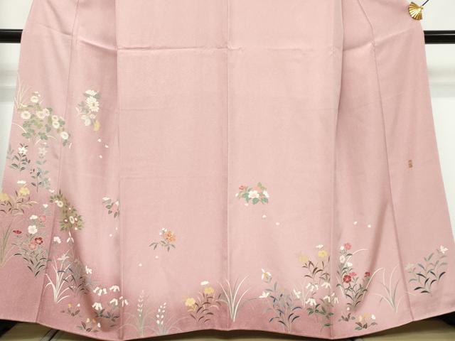 平和屋着物●訪問着 友禅 作家物 草花文 暈し染め 正絹 逸品 DABI9643ud