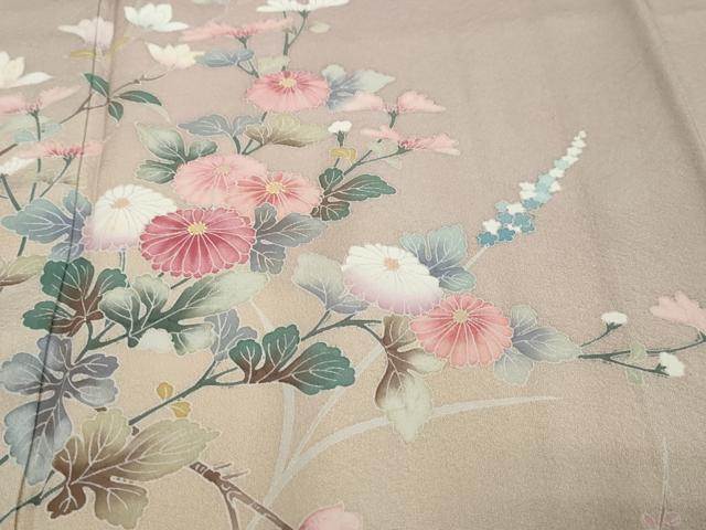 平和屋着物●訪問着 友禅 流水草花文 暈し染め 正絹 逸品 DABI9644ud