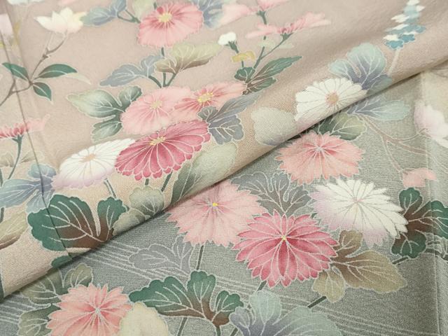 平和屋着物●訪問着 友禅 流水草花文 暈し染め 正絹 逸品 DABI9644ud