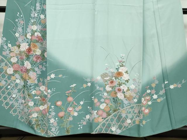 平和屋着物●訪問着 駒刺繍 草花籬文 金彩 正絹 逸品 DABI9645ud
