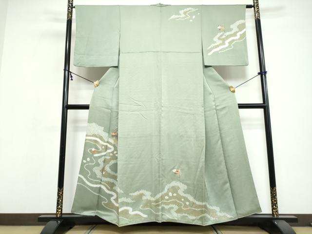 平和屋着物●訪問着 駒刺繍 絞り 道長草花文 金彩 正絹 逸品 DABI9649ud