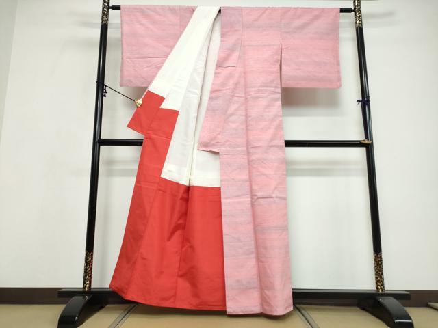 平和屋着物●紅花紬 米沢 霞文 正絹 逸品 DABI9650ud