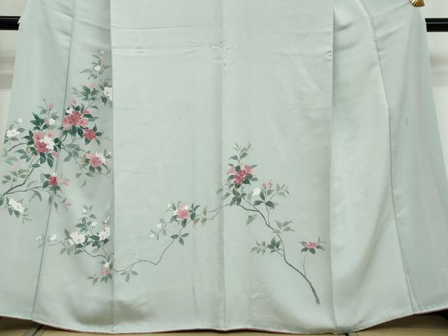 平和屋着物●訪問着 友禅 作家物 枝花文 三越扱い 正絹 逸品 DABI9654ud