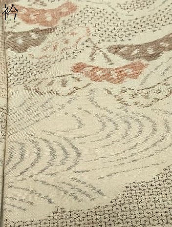 平和屋着物●小千谷紬 100亀甲 雲霞草花文 正絹 逸品 DABI9655ud