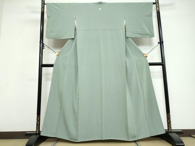 平和屋着物●上質な色無地 青磁鼠色 正絹 逸品 DABI9664ud