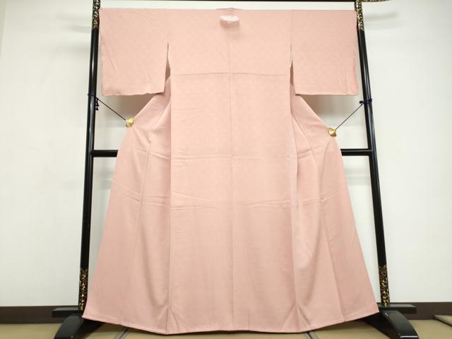 平和屋着物●上質な色無地 草花地紋 紅梅色 正絹 逸品 DABI9667ud