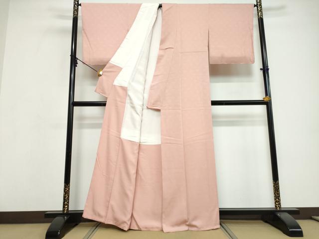 平和屋着物●上質な色無地 草花地紋 紅梅色 正絹 逸品 DABI9667ud