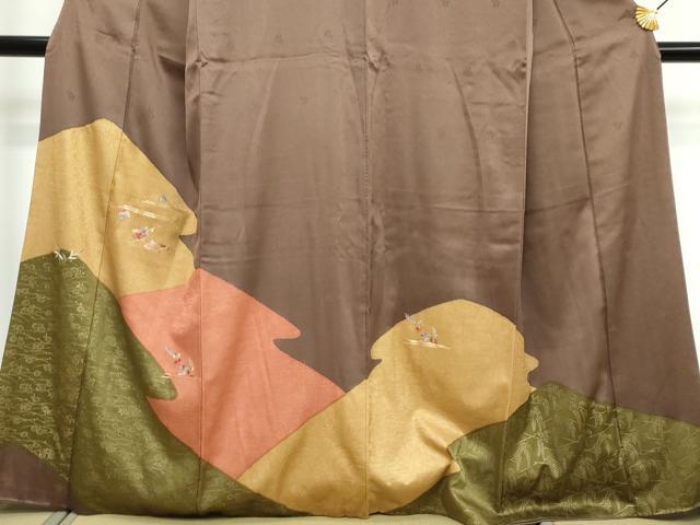 平和屋着物●訪問着 駒刺繍 草花文 金彩 正絹 逸品 DABI9670ud