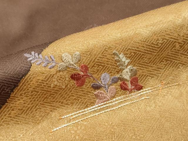 平和屋着物●訪問着 駒刺繍 草花文 金彩 正絹 逸品 DABI9670ud