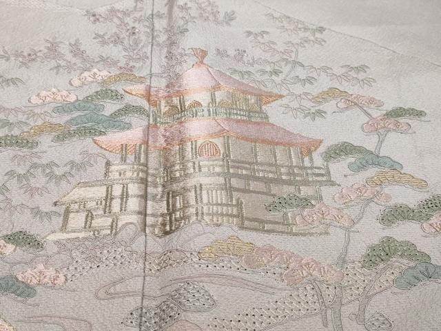 平和屋着物●中国三大刺繍 スワトウ刺繍 汕頭刺繍 総刺繍 訪問着 平安人物風景文 金糸 正絹 逸品 未使用 DABI9673ud