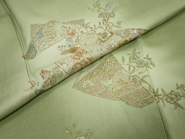 平和屋着物●中国三大刺繍 蘇州刺繍 総刺繍 訪問着 吉祥草花文 蛍暈し 金糸 そごう百貨店扱い 正絹 逸品 DABI9675ud