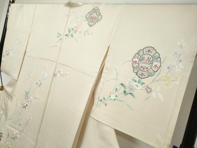 平和屋着物●訪問着 駒刺繍 草花文 暈し染め 金彩 正絹 逸品 DABI9682ud