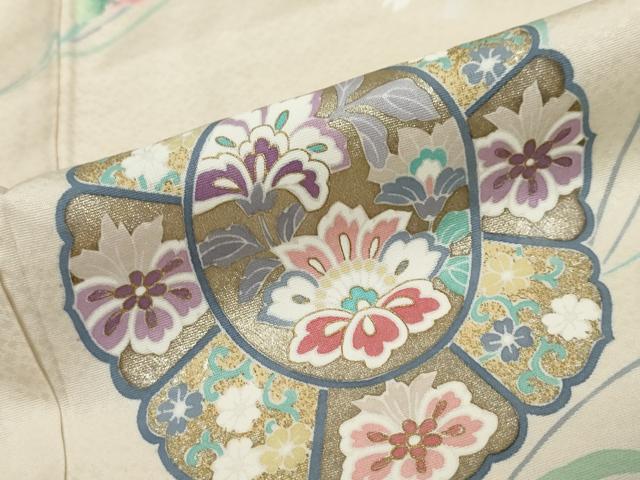 平和屋着物●訪問着 駒刺繍 草花文 暈し染め 金彩 正絹 逸品 DABI9682ud