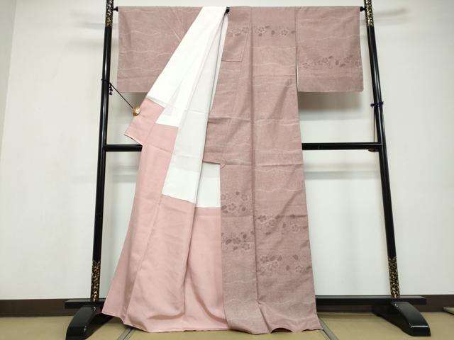 平和屋着物●本場大島紬 訪問着 横段花唐草文 正絹 逸品 未使用 DABI9687ud