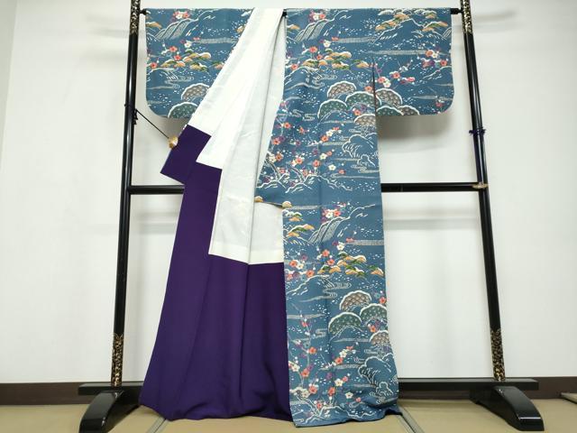 平和屋着物●訪問着 浜松枝梅文 正絹 逸品 DABI9691ud