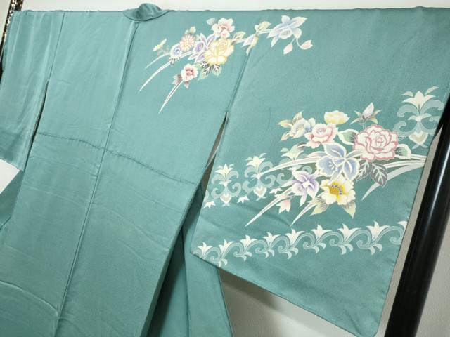 平和屋着物●訪問着 駒刺繍 草花文 金彩 正絹 逸品 未使用 DABI9696ud