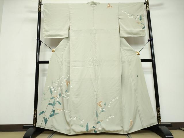 平和屋着物●京加賀糸目友禅作家 山崎巌 訪問着 花鳥文 正絹 逸品 未使用 DABI9697ud