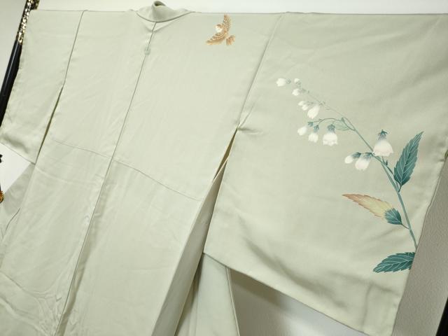 平和屋着物●京加賀糸目友禅作家 山崎巌 訪問着 花鳥文 正絹 逸品 未使用 DABI9697ud