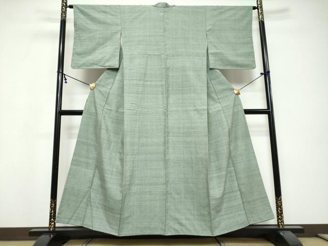 平和屋着物●上質な紬 利休鼠色 正絹 逸品 DABI9698ud