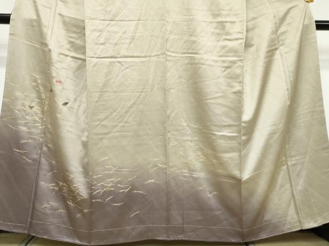 平和屋着物●訪問着 刺繍 草花文 敷松葉 暈し染め 金彩 三越扱い 正絹 逸品 DABI9699ud
