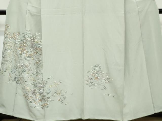 平和屋着物●中国三大刺繍 相良刺繍 総刺繍 訪問着 風景草花文 金糸 正絹 逸品 DABI9707ud