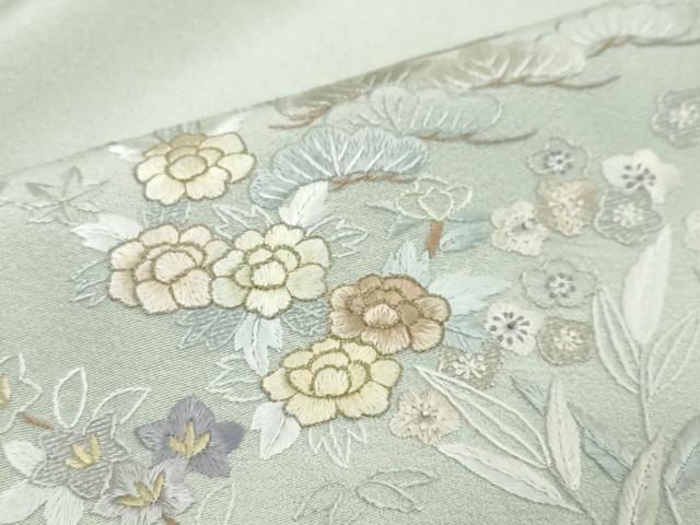 平和屋着物●中国三大刺繍 相良刺繍 総刺繍 訪問着 風景草花文 金糸 正絹 逸品 DABI9707ud