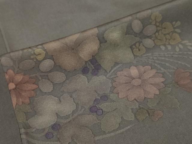 平和屋着物●訪問着 駒無地 草花文 反端付き 正絹 逸品 DABI9709ud