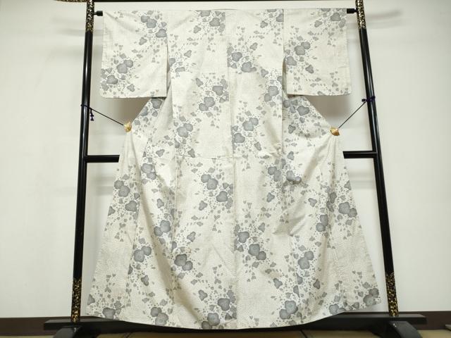 平和屋着物●本場大島紬 白大島 草花文 正絹 逸品 DABI9720ud