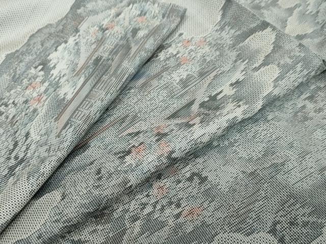 平和屋着物●本場大島紬 白大島 7マルキ 雲取り風景文 正絹 逸品 未使用 DABI9725ud