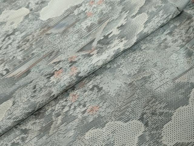 平和屋着物●本場大島紬 白大島 7マルキ 雲取り風景文 正絹 逸品 未使用 DABI9725ud