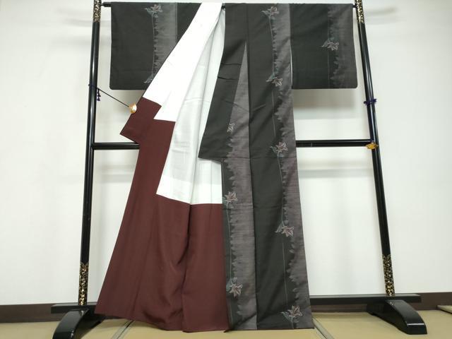 平和屋着物●本場大島紬 9マルキ 総絣 草花文 正絹 逸品 DABI9731ud