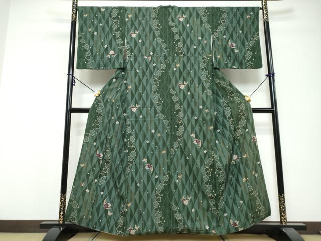 平和屋着物●上質な小紋 花蝶文 金彩 正絹 逸品 DABI9737ud