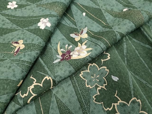 平和屋着物●上質な小紋 花蝶文 金彩 正絹 逸品 DABI9737ud