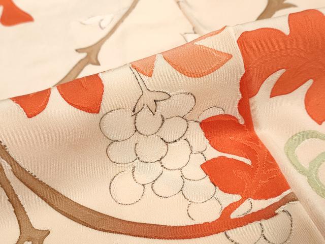 平和屋着物●上質な小紋 地紋起こし 葡萄蔦の葉文 正絹 逸品 DABI9747ud