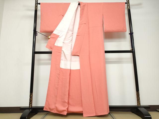 平和屋着物●上質な色無地 花唐草地紋 真朱色 正絹 逸品 DABI9775ud