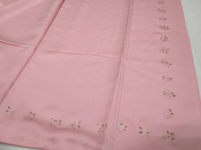 平和屋着物●上質な色無地 枝葉地紋 桃花色 正絹 逸品 DABI9783ud
