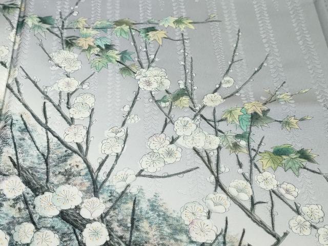 平和屋着物●伝統工芸士 京友禅染色作家 田家鬼彩 訪問着 流水風景草花文 暈し染め 正絹 逸品 DABI9791ud