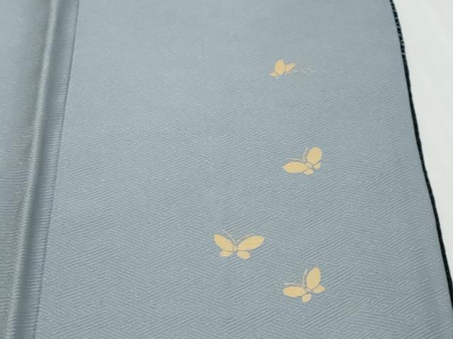 平和屋着物●訪問着 総絞り 舞蝶文 黒地 金彩 正絹 逸品 DABI9795ud