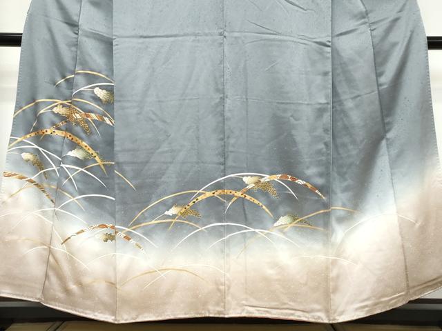 平和屋着物●訪問着 駒刺繍 雪芝稲穂文 暈し染め 金彩 正絹 逸品 DABI9797ud