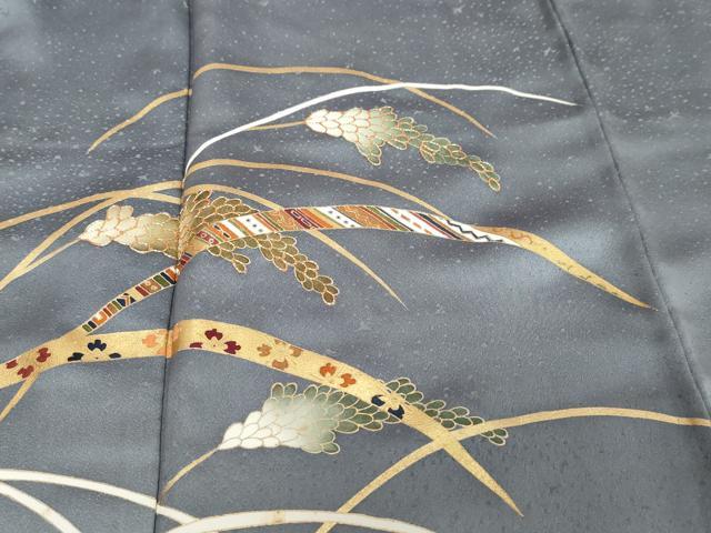 平和屋着物●訪問着 駒刺繍 雪芝稲穂文 暈し染め 金彩 正絹 逸品 DABI9797ud