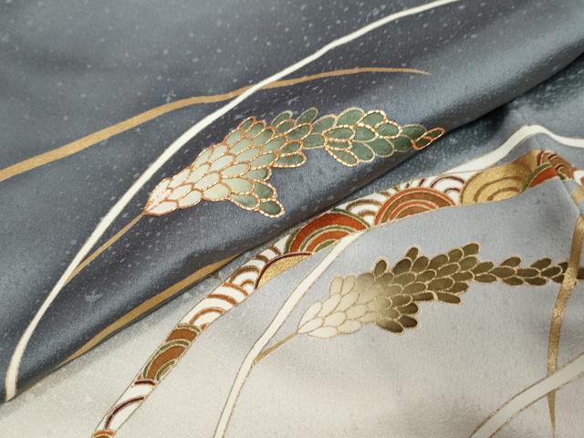 平和屋着物●訪問着 駒刺繍 雪芝稲穂文 暈し染め 金彩 正絹 逸品 DABI9797ud