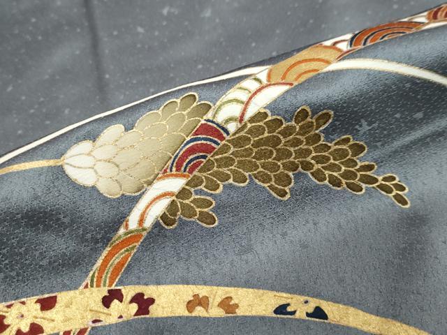平和屋着物●訪問着 駒刺繍 雪芝稲穂文 暈し染め 金彩 正絹 逸品 DABI9797ud