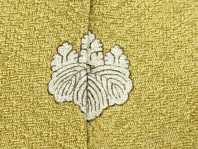 平和屋着物●上質な色無地 箔散らし地紋 菜種油色 正絹 逸品 DABI9805ud