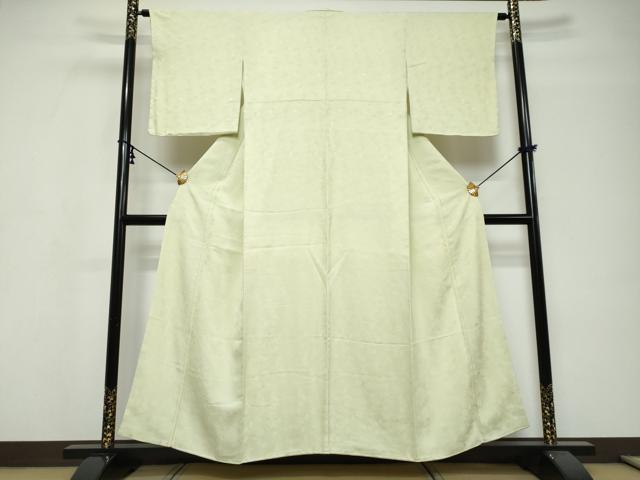 平和屋着物●上質な色無地 草花地紋 若芽色 正絹 逸品 DABI9806ud
