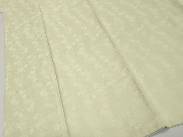 平和屋着物●上質な色無地 草花地紋 若芽色 正絹 逸品 DABI9806ud