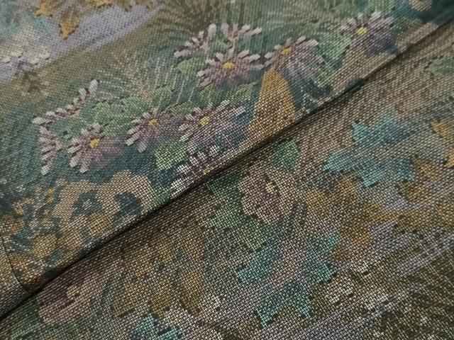 平和屋着物●本場大島紬 9マルキ 流水草花文 やまと誂製 正絹 逸品 DABI9816ud