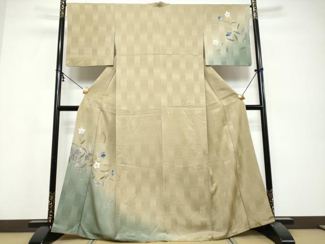 平和屋着物●訪問着 手描き 草花文 暈し染め 正絹 逸品 DABI9817ud