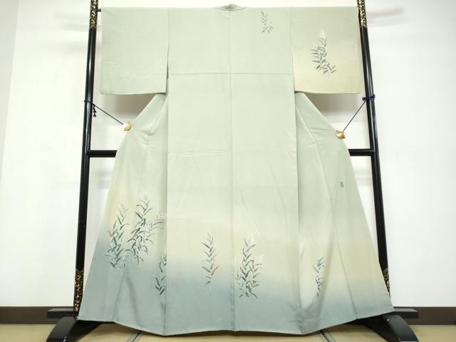 平和屋着物●十日町 加賀草木友禅の第一人者 田村哲彦 訪問着 秋草文 暈し染め 正絹 逸品 DABI9818ud