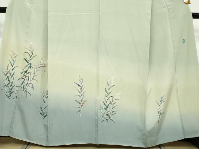 平和屋着物●十日町 加賀草木友禅の第一人者 田村哲彦 訪問着 秋草文 暈し染め 正絹 逸品 DABI9818ud