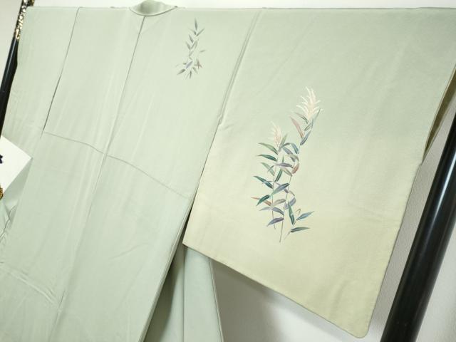 平和屋着物●十日町 加賀草木友禅の第一人者 田村哲彦 訪問着 秋草文 暈し染め 正絹 逸品 DABI9818ud